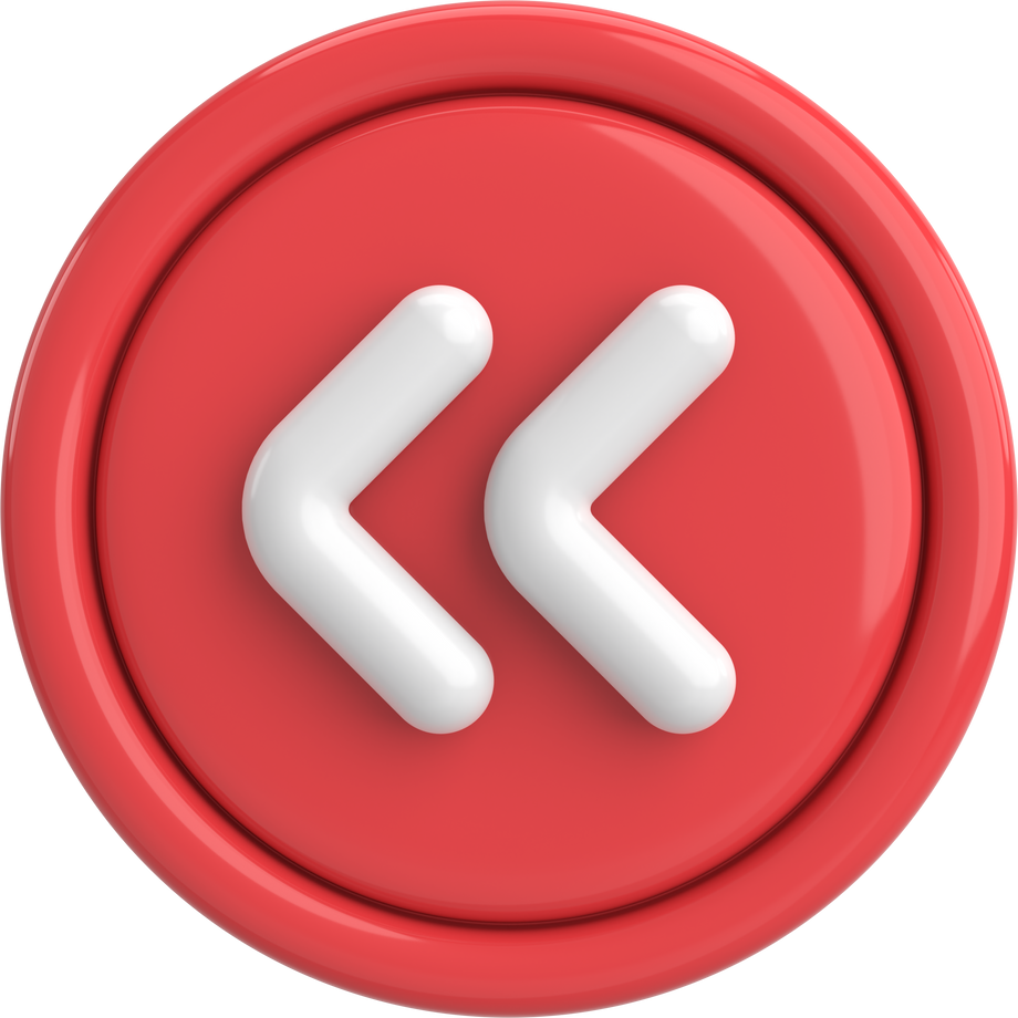 Previous button. Back button. 3D illustration.