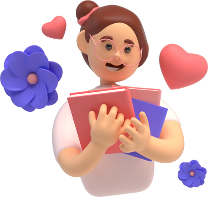 3D Woman Carrying Books